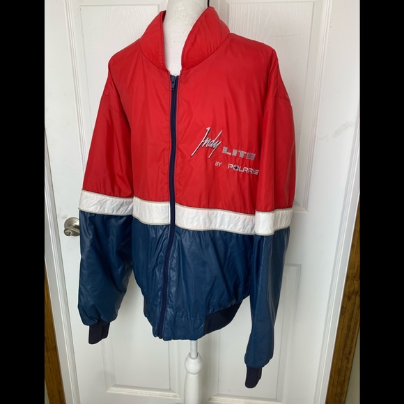 Polaris Vintage 1980’s Indy Lite Motor Sports Windbreaker Jacket Red Large? XL? - Picture 2 of 11
